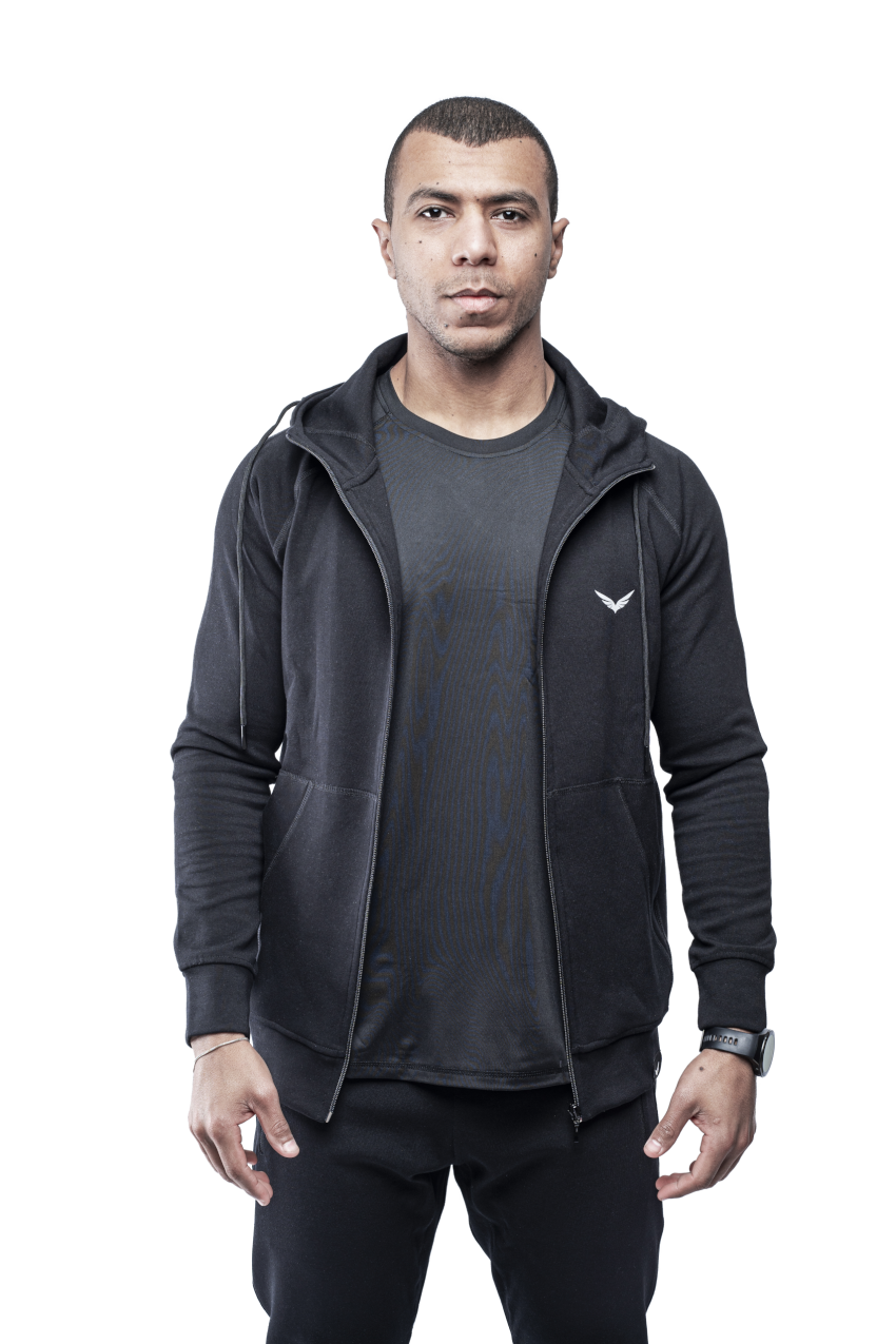 Black Comfy-Fit Zipper Hoodie