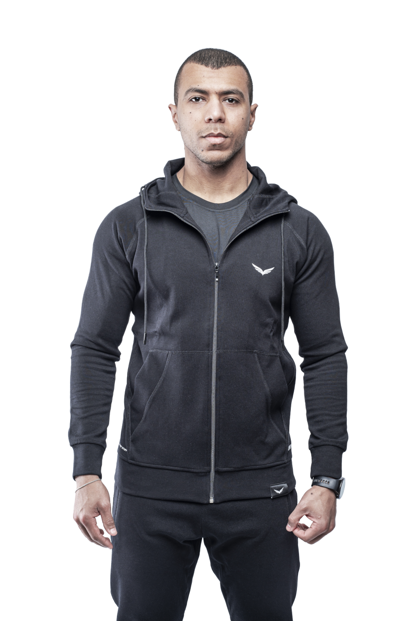 Black Comfy-Fit Zipper Hoodie