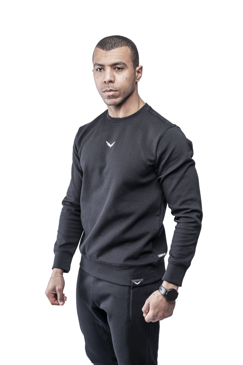 Black Comfy-Fit Round SweatShirt