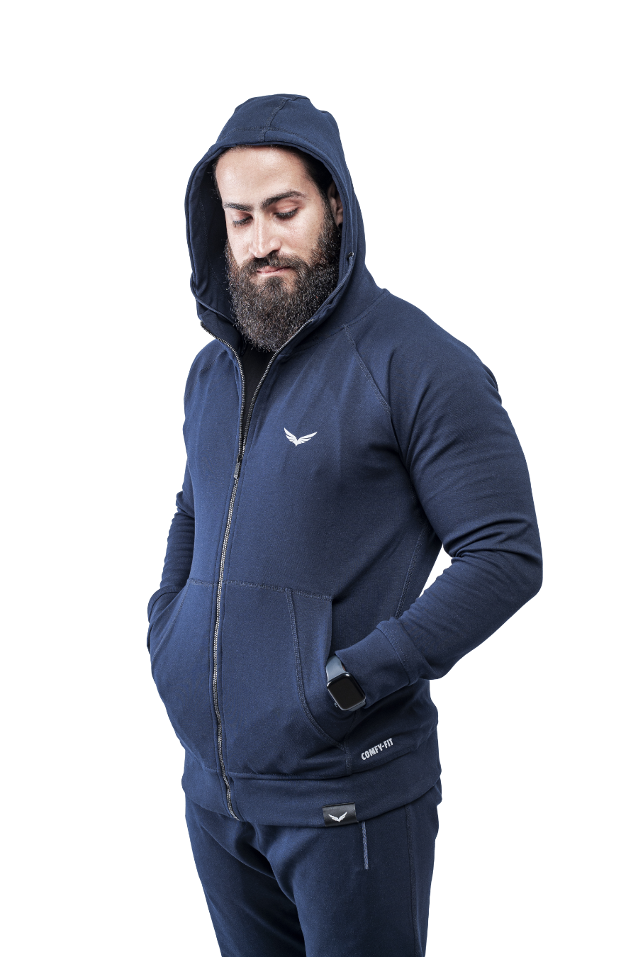 Navy Blue Comfy-Fit Zipper Hoodie
