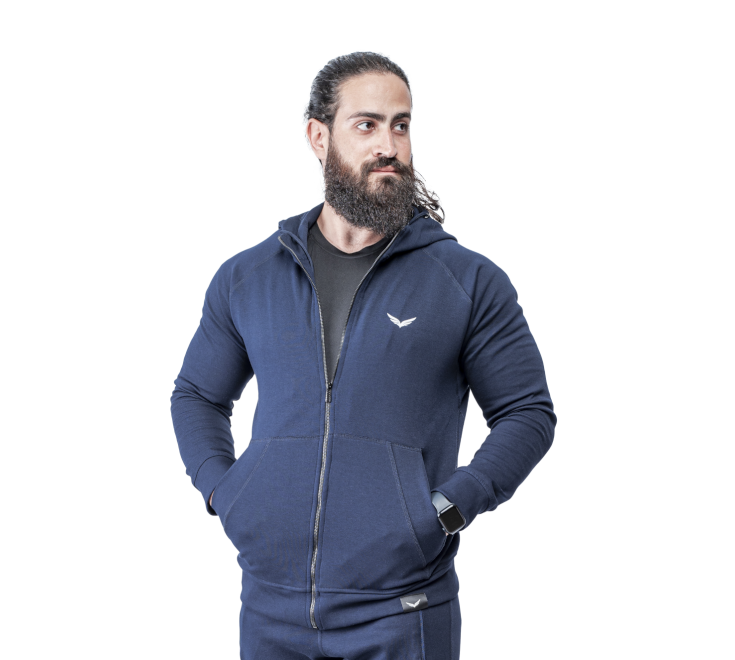 Navy Blue Comfy-Fit Zipper Hoodie