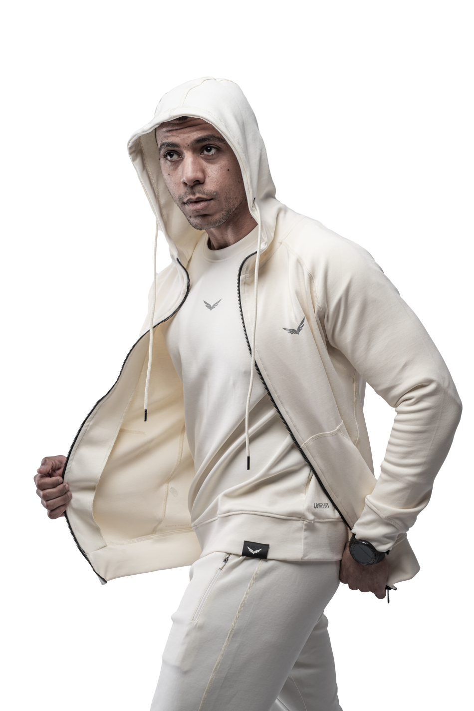 Off White Comfy-Fit Zipper Hoodie