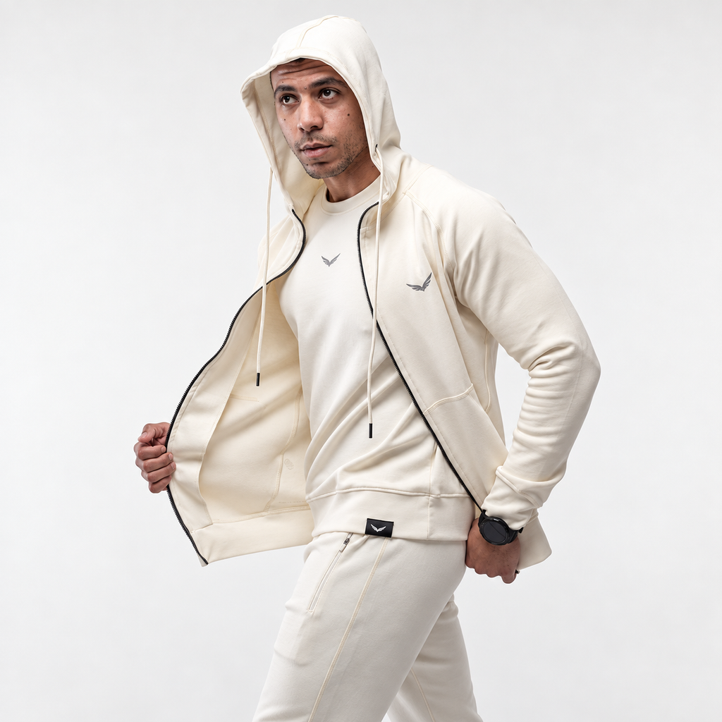 Comfy-Fit Zipper Hoodie | Color: OFF White