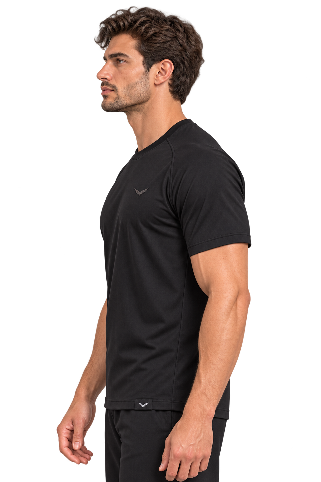 Comfy Motion Tee | Color: Black | View: Left