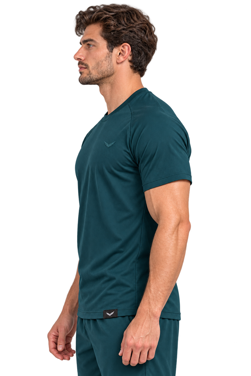 Comfy Motion Tee | Color: DEEP GREEN | View: Left