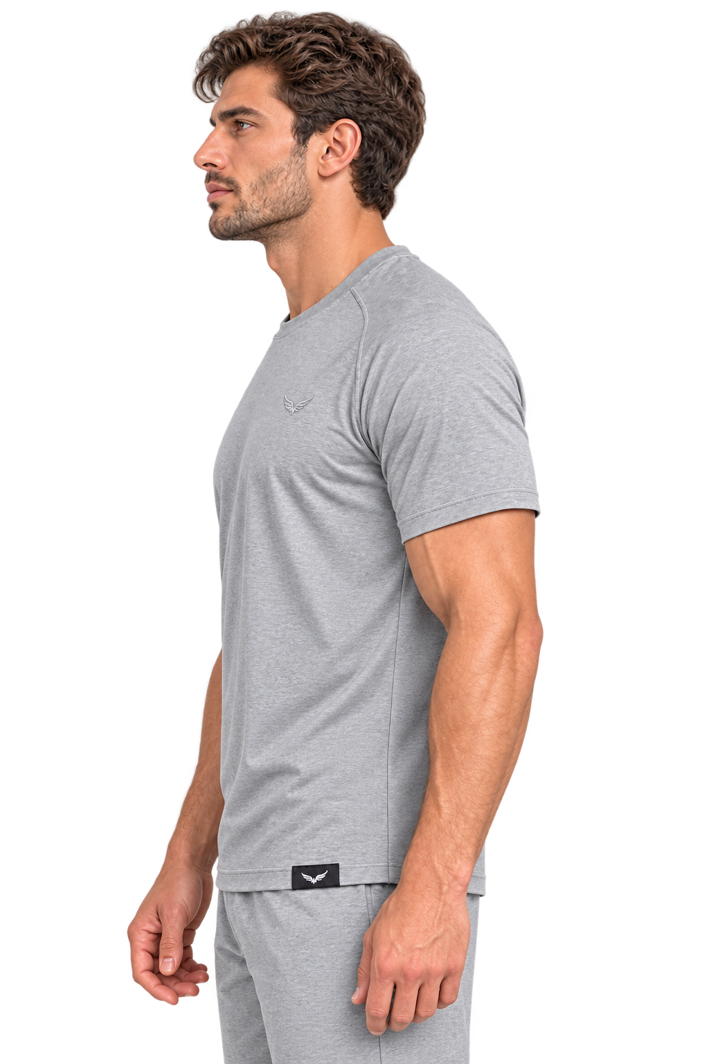 Comfy Motion Tee | Color: HEATHER GRAY | View: Left
