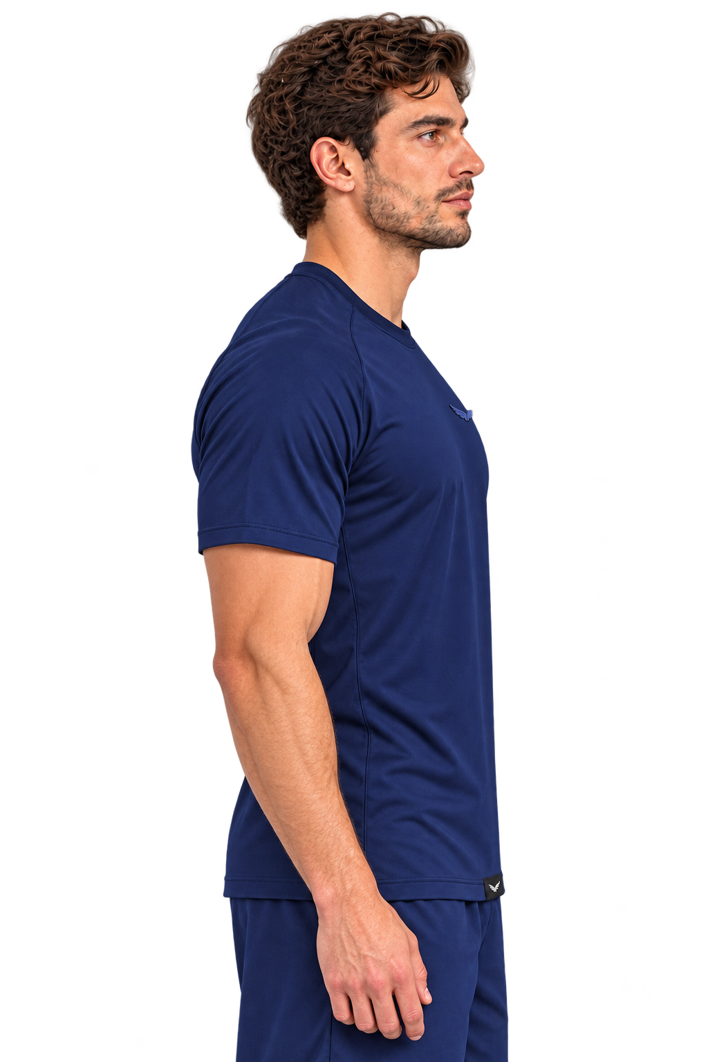 Comfy Motion Tee | Color: Navy Blue | View: Right