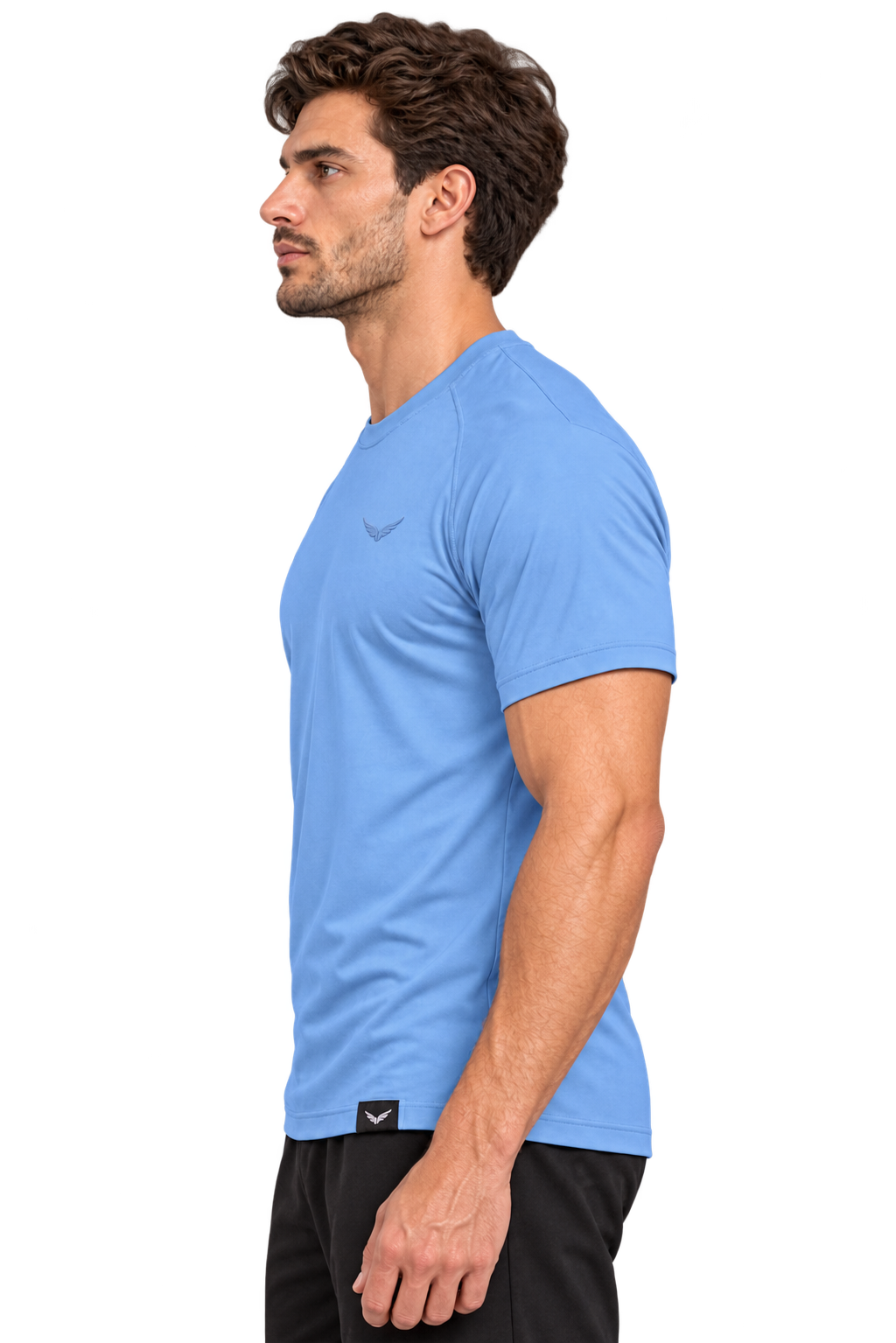 Comfy Motion Tee | Color: SKY BLUE | View: Left